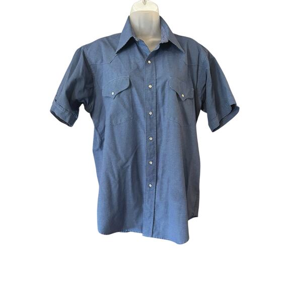 Men’s Ruddock Western Short Sleeve Shirt Blue Black Check size 16 1/2 - Picture 1 of 5